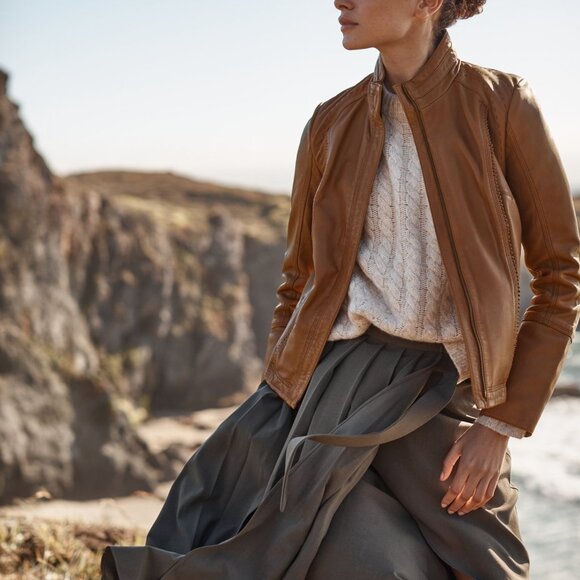 Overland Sheepskin Company Azura Leather Jacket - Cognac - Picture 5 of 5